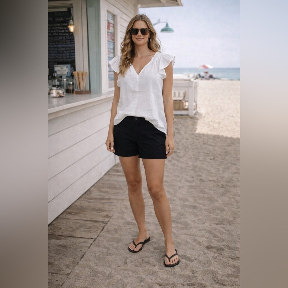 Old Navy White Ruffle Sleeve Blouse
